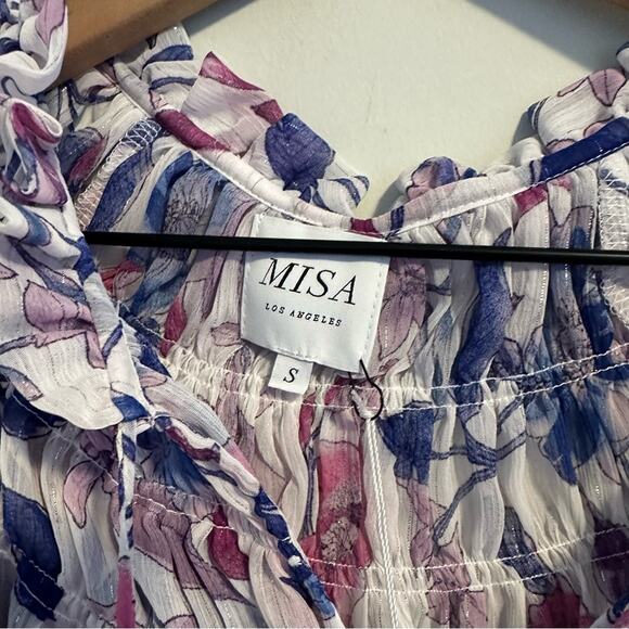 NWT MISA Los Angeles Purple Blue Floral Mini Dress Small - Picture 12 of 12
